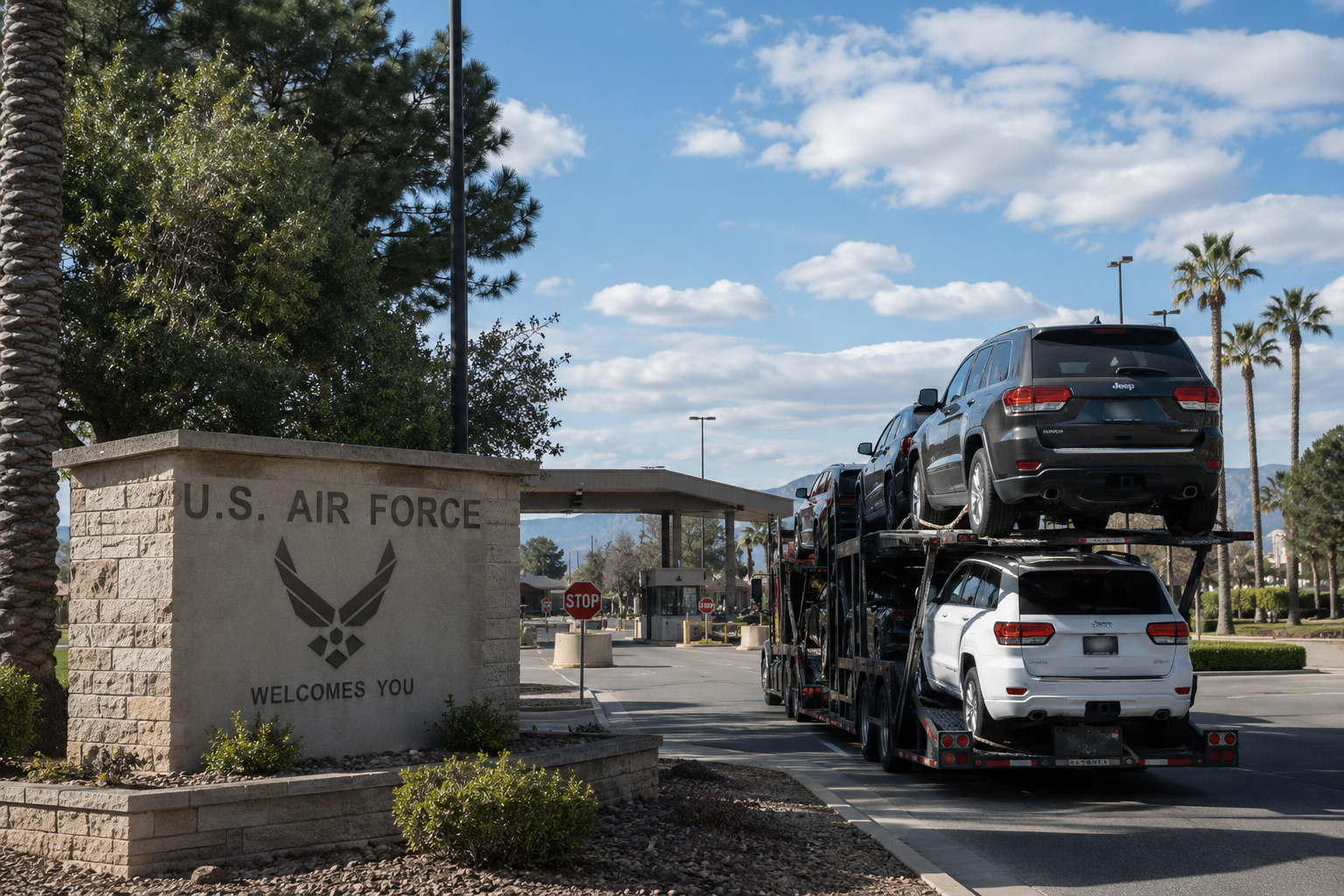 Military vehicle shipping pickup and delivery near installation